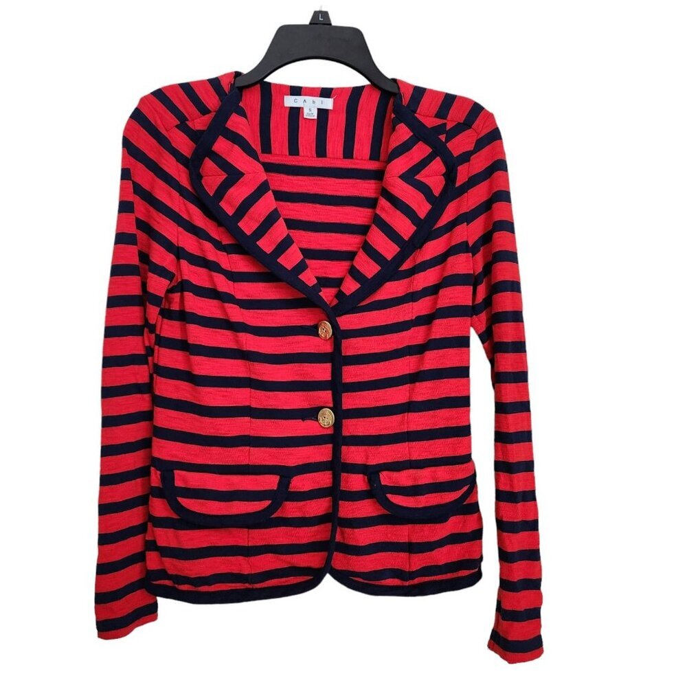 Cabi Yacht Club Jacket Women's Small Red Gold Buttons Blazer 224 Nautica Preppy